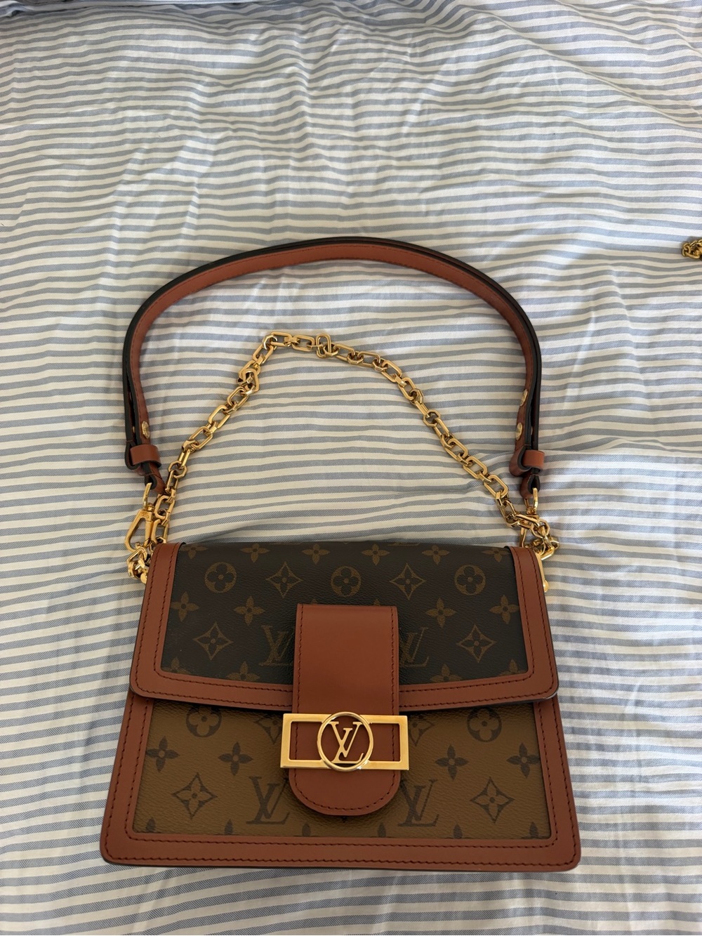 Louis Vuitton Dauphine MM Shoulder Bag with Gold Hardware
